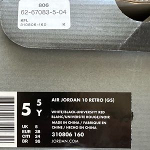Air Jordan 10 Retro (GS) 5.5 youth/women’s size 7